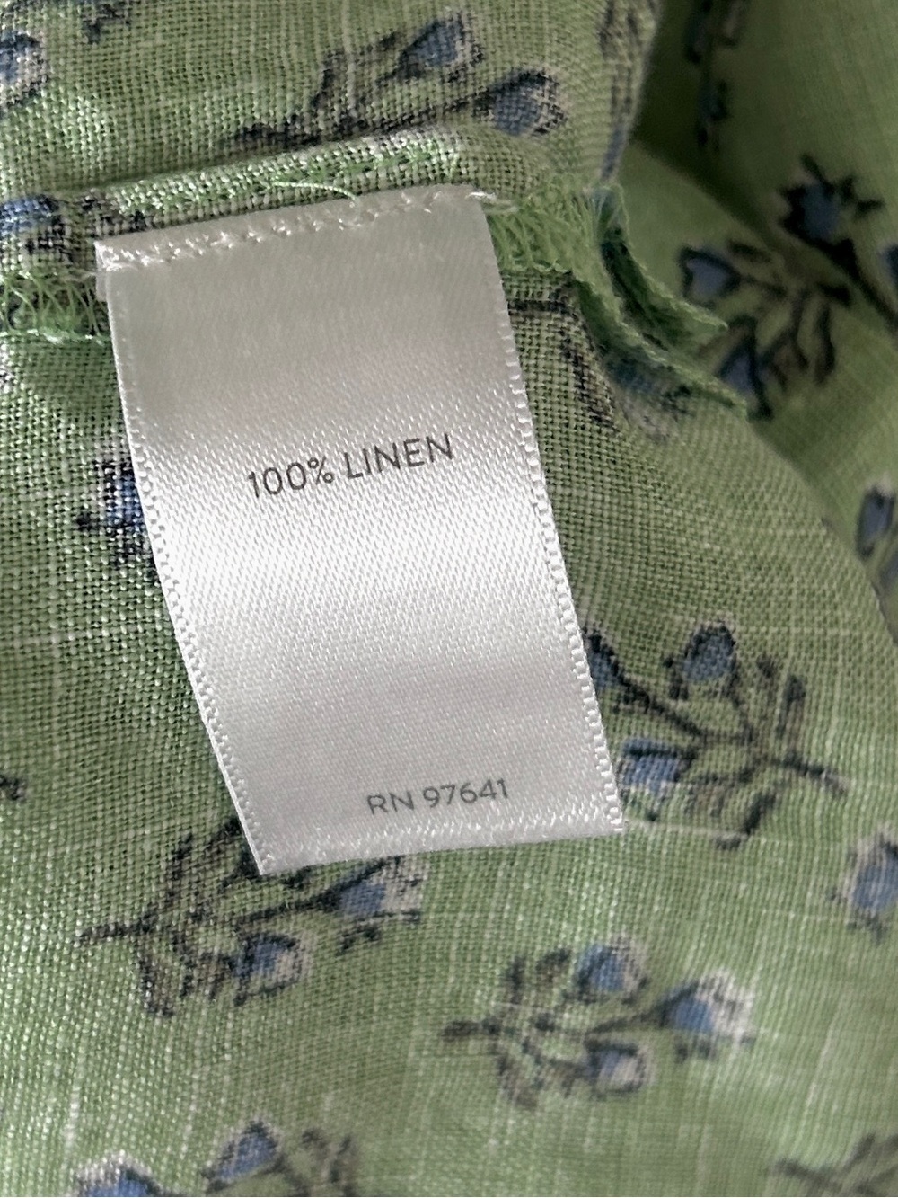 Pure Jill Linen Botanical Block Print Sleeveless Henley Blouse Relaxed Cottage S - Picture 11 of 12